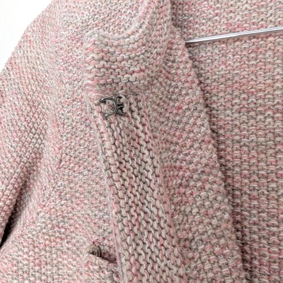 Ann Taylor Loft Pink and Silver Knit Cotton Blend Crop Sweater Jacket - Picture 10 of 13